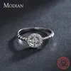 Solitaire Ring Modian Hoge Kwaliteit Echt 925 Sterling Zilver Ronde Clear CZ Bruiloft Vinger Ringen Voor Vrouwen Mode Engagement fijne Sieraden Gift Z0603