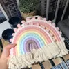 Decorazioni da parete Stile nodico 8 linee Tessuto a mano Arcobaleno Macrame Arazzo Neonati maschi Neonate Decorazioni per la camera dei bambini Decorazione da appendere alla parete Giocattoli Decorazioni per la casa 230603