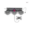 Link Bracelets Retro-Gothic Skull Flower Lace Bracelet With Ring Punk Jewelry Chain Tassel Gloves Wedding