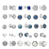 925 Zilver Fit Pandora Oorbellen Glanzende Ronde Serie Vierkante Parel Bengelen Fashion Charms Set Oorbellen Fijne Oorbellen Sieraden