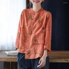 Vêtements ethniques coton lin Blouse femmes 2023 automne décontracté asymétrique chemise bouton lâche Style chinois haut 11759