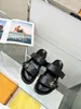 Women Designer Bom Dia Flat Comfort Mule Slippers 2 Strap Leather Slides Adjustment Gold Buckle Paseo Summer Beach Sandals Size 35-41