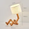 Lampes de table en forme de robot salon E27 base en bois flexible lampe à LED travail nordique moderne apprentissage pour chambre décoration intérieure