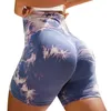 Yoga outfit tie-färgade kvinnor shorts sport shorts för kvinnor cykel jogging fitness hög midja push up gym shorts leggings yogakläder 230603