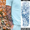 Tatueringar 80st/Lot Full Arm Sleeve Tattoo Sticker Herbal Juice Natural Ink Långvariga tillfälliga tatueringar Partihandel Blue Men Women Decal