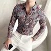 Camicie casual da uomo 2023 Spring Flower Men Long Sheeve Slim Fit Business Dress Abbigliamento da smoking per feste sociali di alta qualità