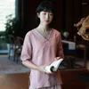 Vêtements ethniques 2023 femme traditionnel chinois haut rétro couleur unie Hanfu haut pour femme élégant Oriental Tang costume Blouse 30842