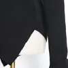 女性のTシャツTwotWinstyle女性のための黒いセーター不規則な襟長いスリーブ1つのシューダーホローニットセーター女性スタイル230603