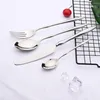 Dinnerware Sets Silver Cutlery Set 18/10 Stainless Steel High Quality Tableware Kitchen Dinner Utensils Reusable Home Flatware