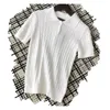 Дизайнеры модные женские футболки вязаные вязаные свитер с коротким рукавом буква jacquard Комфорта