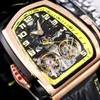 Twin Turbo Rose Gold Herenhorloge JCFM05 Automatisch uurwerk Saffierkristal Oversize Zwitsers sporthorloge Lichtgevende wijzers 4 kleuren Tonneau