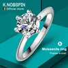 Bague Solitaire Knobspin Original Bague en Argent Sterling 925 Diamants Moissanite avec Certificat Fine Jewelry Bagues de Fiançailles de Mariage pour Femmes Z0603