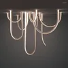 Lustres Lumière LED Art Lustre Suspension Plafonnier Moderne Créatif En Forme De U Vivant Suspendu Designer Nordique De Luxe Chambre Luminaire