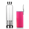 Water Bottles 420/550ML High Temperature Resistant Glass Sport Bottle With Tea Infuser Protective Bag