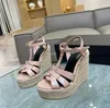 Luxe Merk Wiggen Sandalen Sandaal Hoge Hakken Schoenen Eerbetoon Wedge Espadrille Hakken Vrouwen Sandaal Luxe Ontwerp Vrouw Bruiloft Jurk Pomp