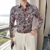 Camicie casual da uomo 2023 Spring Flower Men Long Sheeve Slim Fit Business Dress Abbigliamento da smoking per feste sociali di alta qualità