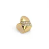 Hip Hop Rapper Dental Tanden Grillz Gouden bretels glanzende tien zirkonen enkele tand mode-sieraden tand grills groothandel show performance sieraden 1282