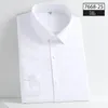 Chemises décontractées pour hommes de haute qualité chemise bleue sans couture grande taille hommes à manches longues coupe ajustée bouton élastique sans repassage affaires garçons formels