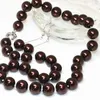 Ketting Oorbellen Set Prachtig Ontwerp Mode Chocolade 12mm Ronde Gesimuleerde-parel Schelp Kralen Elegante Sieraden 18inch B2342