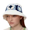Berets 2023 Women Hollow Out Sun Hat Flower Pattern Handmade Crochet Basin Summer Boho Bucket Outdoor Trendy Knitted Cap