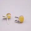 Boucles d'oreilles en argent véritable 925 pour femme femme fille or coréen jaune calcédoine style national cadeau
