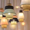 Kolye lambalar Minimalist Vintage Rattan Dokuma Işıkları LED E27 Zen Art Tea Odası Işık Fikstür Ev Dekor Restoran Tavan Avize