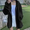 Vrouwen Hoodies DAYIFUN Zip Up Hoodie Vrouwen Plain Koreaanse Mode Eenvoudige Sweatshirt Zakken Big Size Baggy Effen Trekkoord Tops