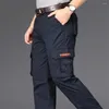 Men's Pants Casual Cargo Men's Cotton Multi Pocket Loose Straight Tube Trousers Outdoor Travel Hiking