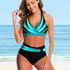 Set 2022 Haute taille imprimer Bikini Femmes Swimwear Femelle Sexy Two Piece Sweet Summer Summer Beachwear Bathing Chieu de nouveau