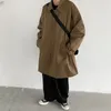 Trench da uomo Giapponese retrò di media lunghezza Casual High Street Giacca a vento Ragazzi Ragazze Cappotto allentato monopetto Giacca maschile da uomo