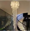 Lustres Dupla Escada em Espiral Lustre Lustre de Teto de Cristal Iluminação Restaurante El Hall Loft Longas Luzes de Iluminação