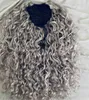 Dubbel getrokken geweven grijze trekkoord paardenstaart lang haar stuk zilveren haarstukje vrouwen paardenstaartverlenging 120g 140g 10-22inch echt menselijk haar clip in grijs haar