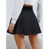 Saias Cintura alta Minissaia plissada lisa para mulheres Verão Primavera Estilo coreano Preppy Moda Linda Linha A Y2K Roupas curtas