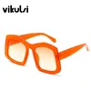 Lunettes de soleil à la mode colorées irrégulières orange femmes hommes lunettes surdimensionnées nuances carré soleil