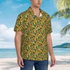 Camisas casuais masculinas Camisa masculina estampa floral mandarim manga curta verão masculino gola virada para baixo roupas de botão