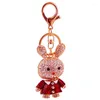 Keychains Fashion Rhinestone Keychain Cute Animal 2023 Ladies Bag Accessories Pendant Metal Car
