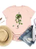 Kvinnors T-skjortor Klädkläder Lady Graphic Short Sleeve T-shirt Tee Top Plant Sweet Trend Sweet Fashion Women Casual Basic Print Shirt