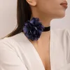 Tour de cou fleur Rose large cravate colliers tissu matériel sangle bijoux cadeau pour femmes fille fête de mariage