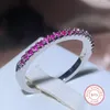 Cluster Rings Fashion Slim Women's Ring Full of Small Diamand Pink Cubic Zirconia Stone Wedding Engagement Trendy Smycken Tillbehör