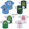 QQ88 55 Kenny Powers Eastbound and Down Mexican Charros Jersey Herr Movie Baseball Jersey Double Stitched Name and Number Blue White Green Size S-XXXL