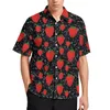 Chemises décontractées pour hommes cerises rouges chemise de plage de fruits mignons homme Kawaii cerise été à manches courtes personnalisé Vintage surdimensionné Blouses cadeau