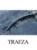 Trajes de mujer Blazers TRAFZA Primavera Denim Mujer Mono sin tirantes Traf Sin mangas Vintage Sólido Sin espalda Ahueca hacia fuera Cintura alta Hasta el tobillo Mujer 230603