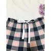 Women's Sleepwear GOVOC Europe And America Pajamas Pajama Pants Women's Plaid Shorts 2023 Summer Season Clothing Sales PS04M-Pink