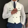 Vests Full Men 's Suit Vest Double Breasted Slim Fit Sleeveless Jacket Eleg New in Suits and Blazers Mens 드레스 가방 Waistcoat Top