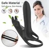 Massager Titreşimli Çift Vibratör ile Çift Motorlu Kablosuz Horoz Penis Halkası Erkekler İçin Seksi Gecikme Penis Penis