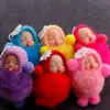 Porte-clés en peluche dormir bébé poupée porte-clés fleur pompon boule de fourrure de lapin porte-clés moelleux voiture porte-clés 230603