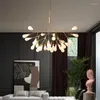 Chandeliers Art Chandelier LED Pendant Lamp Light Dining Firefly Creative Nordic Iron Hanging Fixtures Study Bedroom Lobby Glass Branch