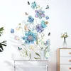 Wall Stickers Large Blue Flowers for Dining Room Bedroom Decor Butterfly Vinyl Decals Wallpapers Home Decoration 230603