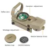 Lunette de visée tactique Optique de chasse Red Green Projected Dot Sight Reflex 4 Reticle Scope Collimator Sight pour 11mm / 20mm Rail- Tan