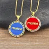 Chaînes AIBEF Forme Ronde Mama Collier Femmes Pendentif Cuivre Coloré Strass Chanceux Tour De Cou Fine Bijoux Accessoires Fête Des Mères Cadeau